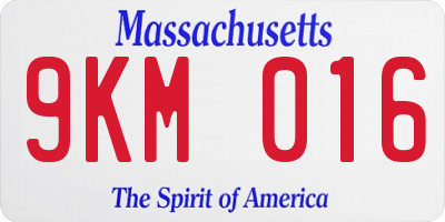 MA license plate 9KM016