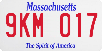 MA license plate 9KM017