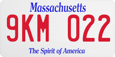 MA license plate 9KM022