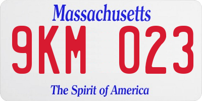 MA license plate 9KM023