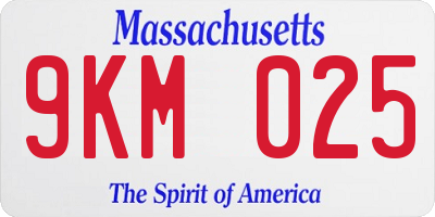 MA license plate 9KM025