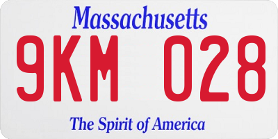 MA license plate 9KM028