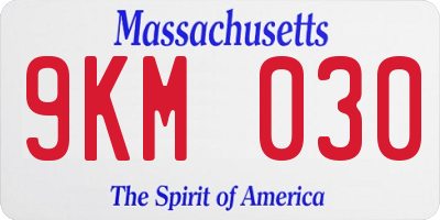 MA license plate 9KM030