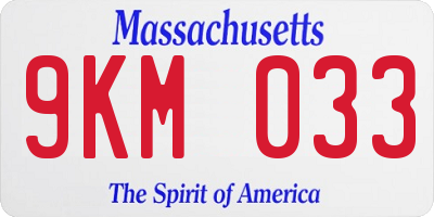 MA license plate 9KM033