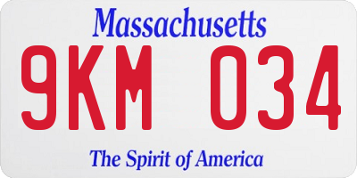 MA license plate 9KM034