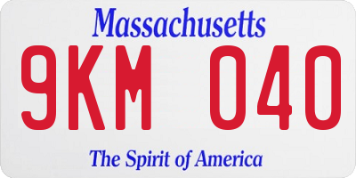 MA license plate 9KM040