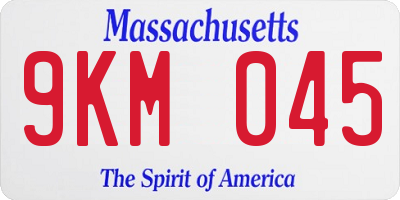 MA license plate 9KM045