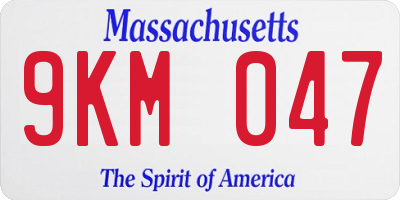 MA license plate 9KM047