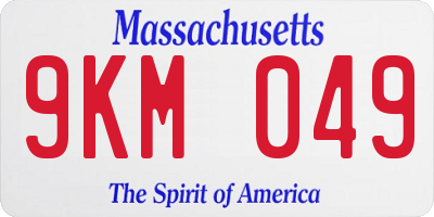 MA license plate 9KM049
