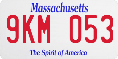 MA license plate 9KM053