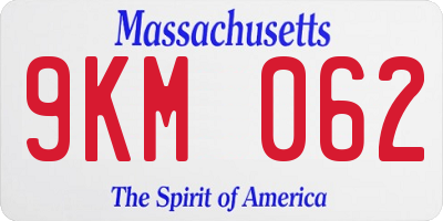 MA license plate 9KM062