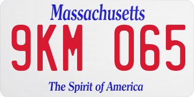 MA license plate 9KM065