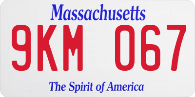 MA license plate 9KM067