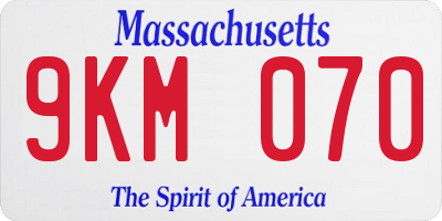 MA license plate 9KM070