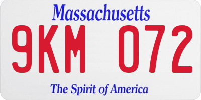 MA license plate 9KM072