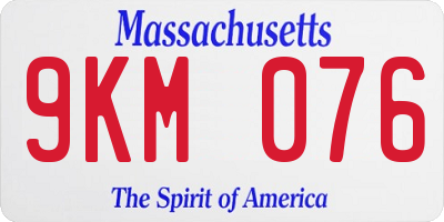 MA license plate 9KM076