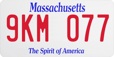 MA license plate 9KM077