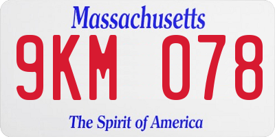 MA license plate 9KM078