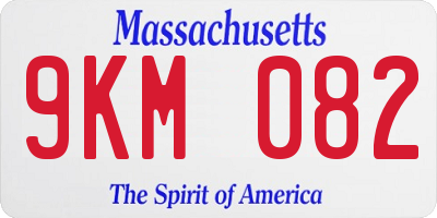 MA license plate 9KM082