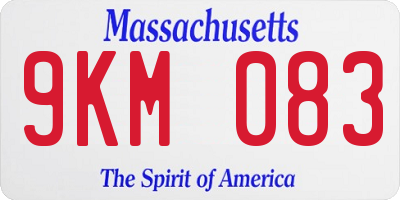 MA license plate 9KM083