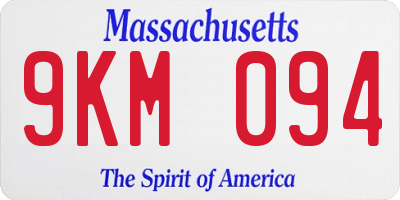 MA license plate 9KM094