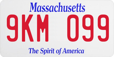 MA license plate 9KM099