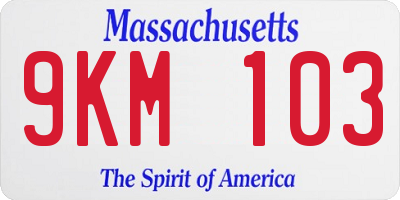 MA license plate 9KM103