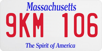 MA license plate 9KM106