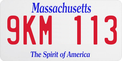 MA license plate 9KM113