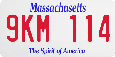 MA license plate 9KM114