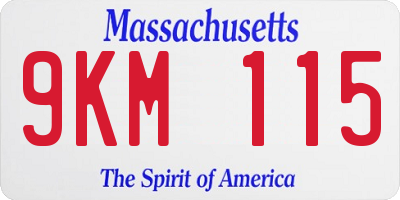 MA license plate 9KM115