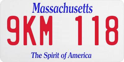 MA license plate 9KM118