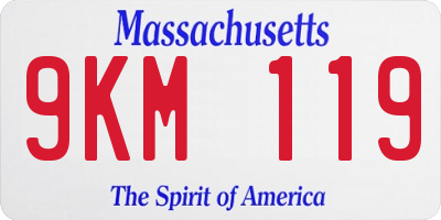 MA license plate 9KM119