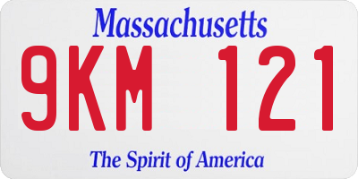 MA license plate 9KM121