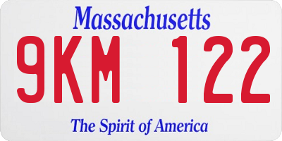 MA license plate 9KM122