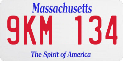 MA license plate 9KM134