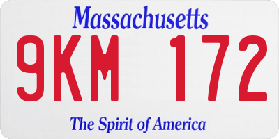 MA license plate 9KM172