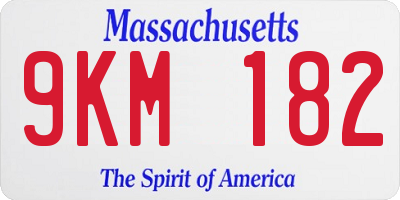MA license plate 9KM182
