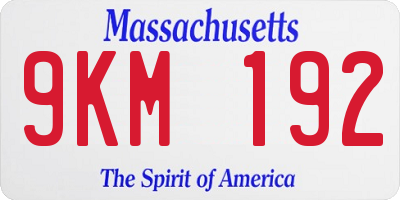 MA license plate 9KM192