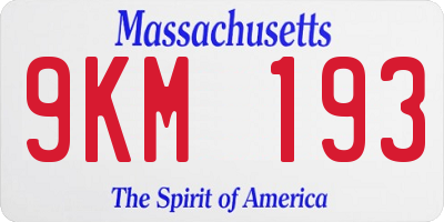 MA license plate 9KM193