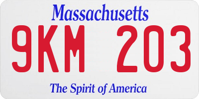 MA license plate 9KM203