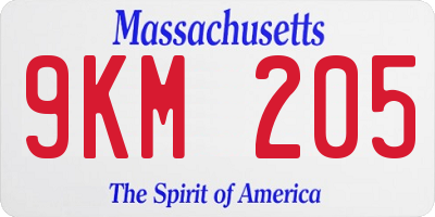 MA license plate 9KM205