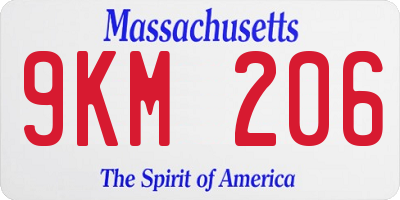 MA license plate 9KM206
