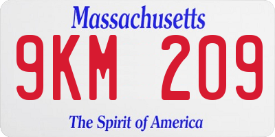 MA license plate 9KM209