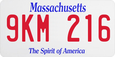 MA license plate 9KM216