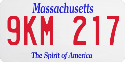 MA license plate 9KM217