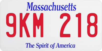 MA license plate 9KM218