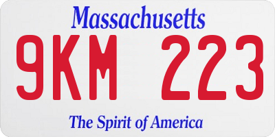 MA license plate 9KM223