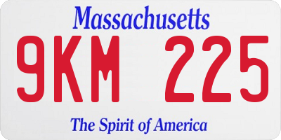MA license plate 9KM225