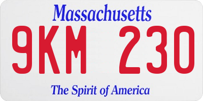 MA license plate 9KM230